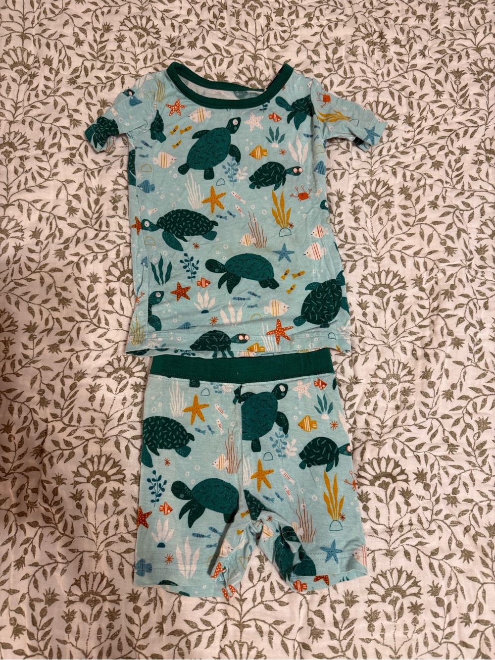 Little Sleepies Light Blue Sea Turtle Short Pajama Set